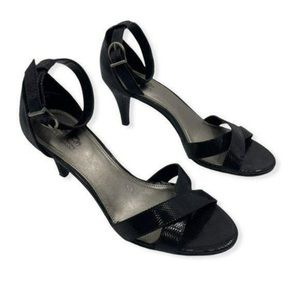 Coach Womens Black Ankle Strap Sandals Retro Style Heels